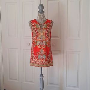 Maria Gabrielle Top Sz M , sleeveless, orange, aqua.